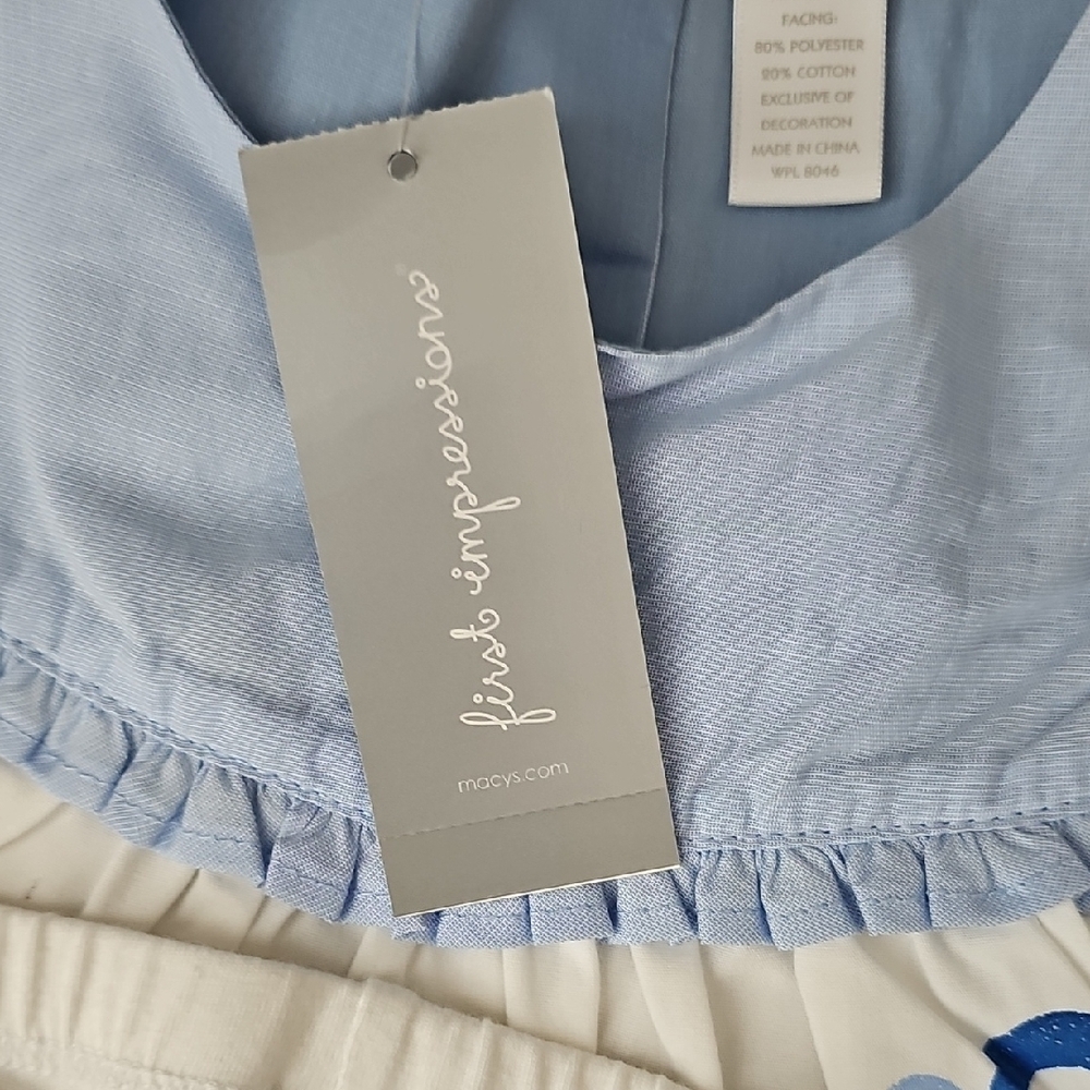 First Impressions Blue and White Baby Outfit - Picture 2 of 6